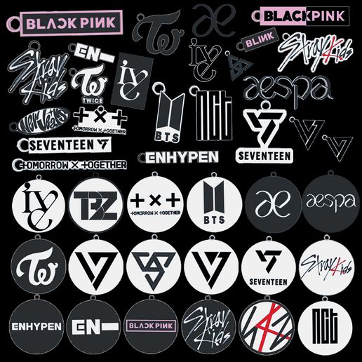 【591】ステッカー　EXO NCT seventeen セブチ BTS 車 🗝️ Porta-chaves Kpop Pack +30 Porta-chaves BTS, BlackPink, TxT