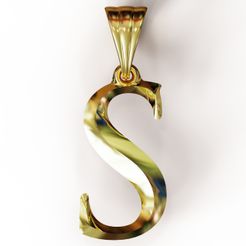 I.1477.jpg Prismatic letter S pendant, earring and keychain