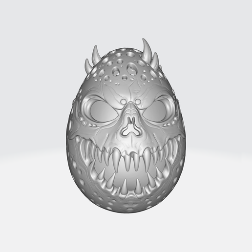 2.png Easter Monster Egg Skull Mask 3D Print – Spooky Bunny Horror Decor – Gothic Egg Sculpture