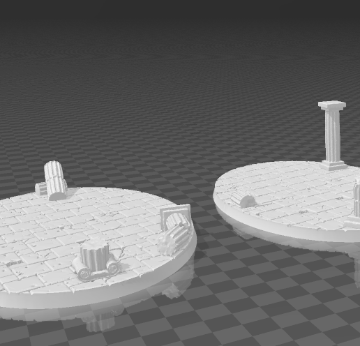 GREEK RUINS COLUMNS 170MM X 105MM OVAL BASE X 2 Roman