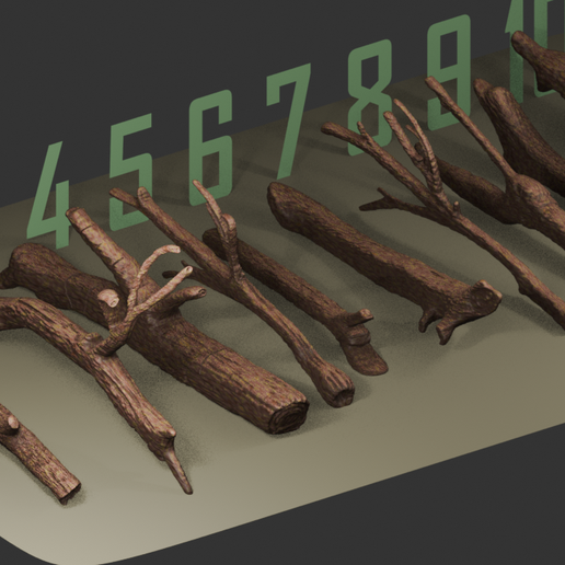 10 Realistic Sticks for 3D Printing - Natural Props for Dioramas and Scale Models