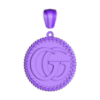 GG-Pendant-Notched-pattern-coin.STL Pendant GG fashion brand coin with bail 3D print model