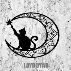Sin-título.jpg gato en la luna de mandala decoracion de pared
