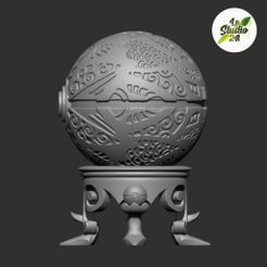 Pokeball1.jpg Файл STL Декоративный покебол на базе・Дизайн 3D принтера для загрузки
