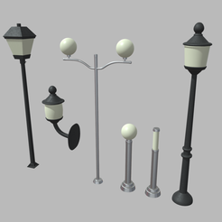 Street_Lights_01_02_03_04_05_06_Render_01.png Fichier STL Lampes de rue // Modèles 01, 02, 03, 04, 05, 06・Idée pour impression 3D à télécharger