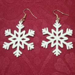 schneeflockenohrring_3.jpg Archivo STL gratis Pendientes / adorno copo de nieve・Diseño de impresión 3D para descargar