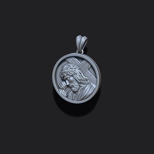 Screenshot-2021-07-27-142235.jpg Jesus with cross round pendant 3D print model