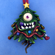 happyonblue.png 🎄Articulated Xmas Tree Monster - Xmas Tree Ornament🎄