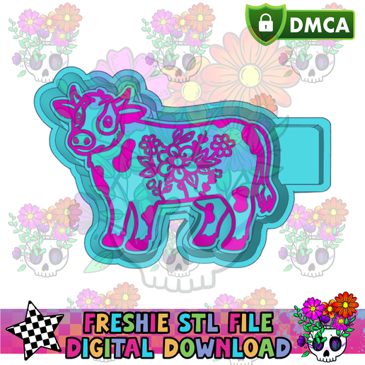 Floral Cow STL Freshie Housing