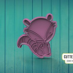 mapache-boho.jpg Fichier STL Raccoon boho woodland Racoon Cookie cutter・Objet pour impression 3D à télécharger
