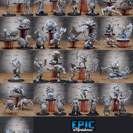 Mind Attack Set ‧ DnD Miniature ‧ Tabletop Miniatures ‧ Gaming Monster ‧ 3D Model ‧ RPG ‧ DnDminis ‧ STL FILE