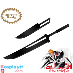3D Print Ready Ichigo 1000 Year Blood War Dual Swords 3D Model Digital File - Bleach Cosplay - Ichigo Cosplay - Final War Dual Blades - Shikai swords