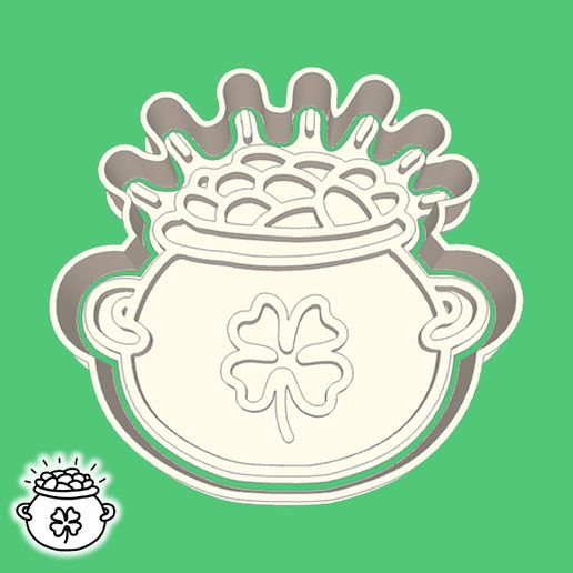 Ireland / St. Patrick's Day cookie cutters - leprechaun pot of gold (style 1)