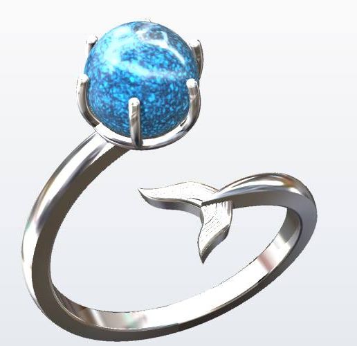 Dolphin Marble/bead setting ring - 3D model önizlemesi