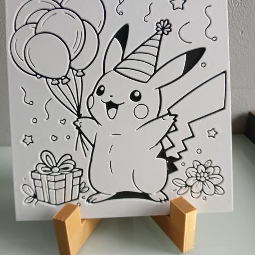 Hueforge Pikachu Birthday without AMS 3MF File for 3D printingCults
