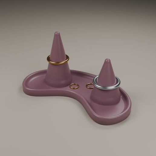 Crescent Duo Ring Valet with Open Catch Dish