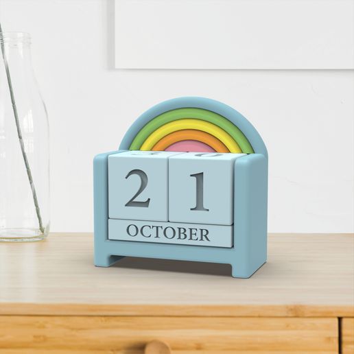 STL file Rainbow Perpetual Desk Calendar Small Block Calendar Cute