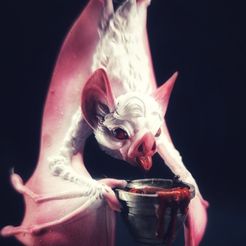 batstarion_painted.jpg Vampire Bat Ornament/Earring with Goblet dangler