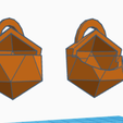 tk3.png Flexible D20 Cage with Loop for Keychains, Earrings, Necklaces