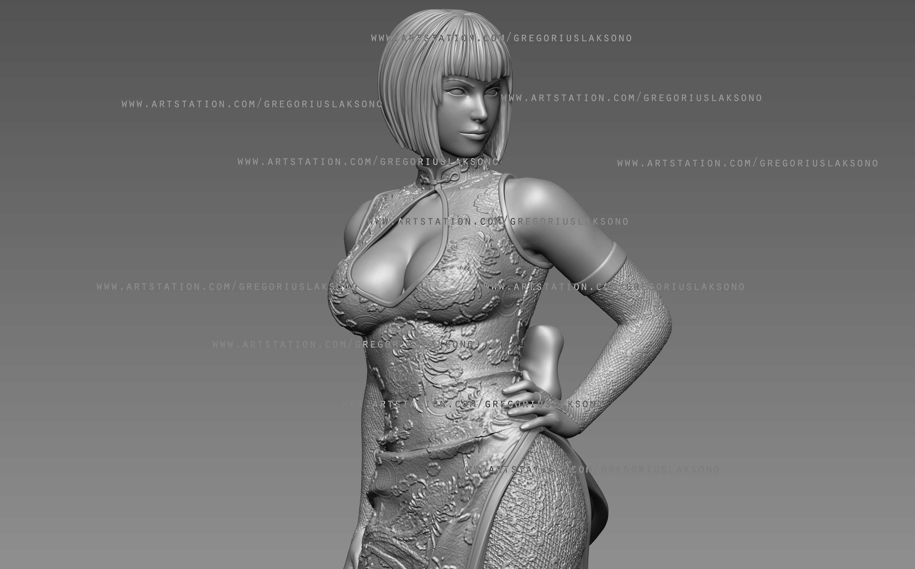WWW.ARTSTATION.COM/GREGORIUSLAKSONO Файл 3D Tekken Anna Williams Fan Art Statue 3d Printable・Модель для загрузки и 3D печати, Gregorius_Pambudi