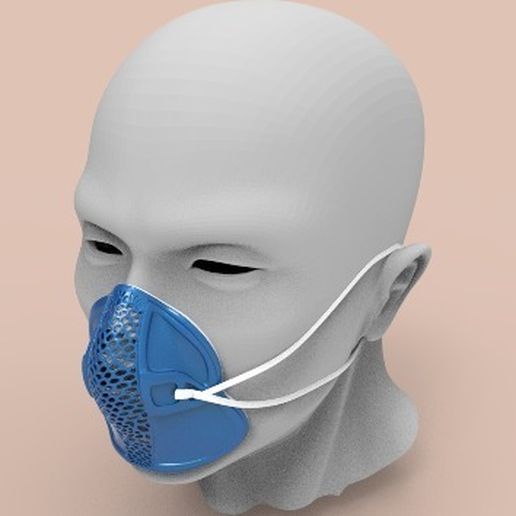 Reusable facial mask respirator frame cover 3D model