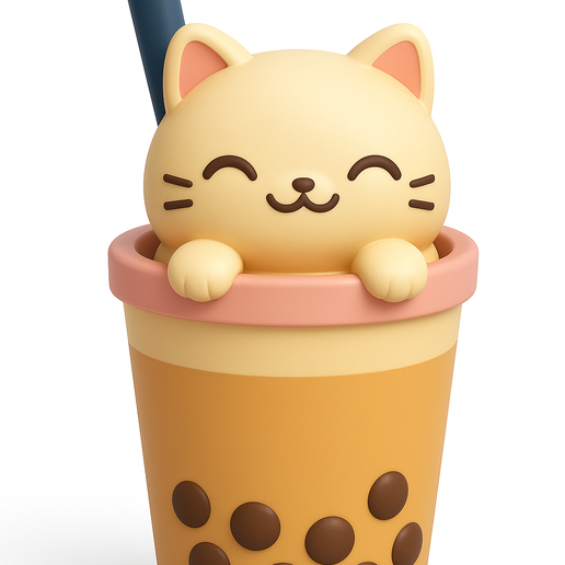 🫖 Bubble Tea Kitty・ STL File for 3D printing・Cults