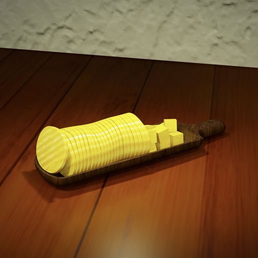 Wooden Snack Long Serve Plate 3D model