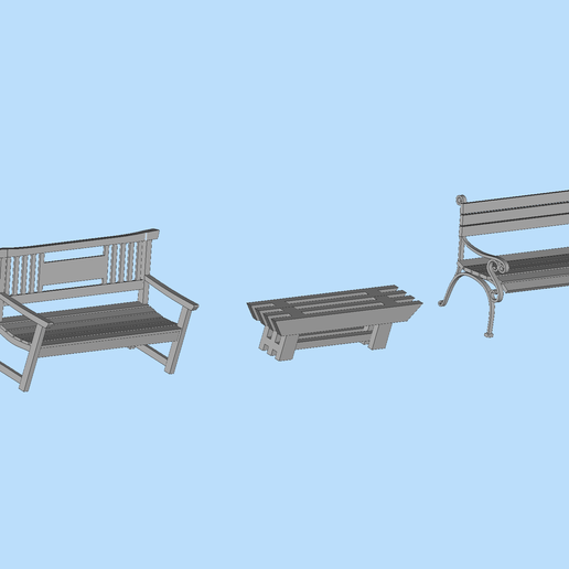🕹️ 09xbb Street Scene: Multiple Outdoor Long Benches, 1/64 Scale ...