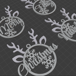 Screen-Shot-2021-12-16-at-22.32.27.png Fichier STL gratuit Joyeux Noël / Merry Christmas - rennes pendentifs pour arbre de Noël・Objet pour imprimante 3D à télécharger, sirone