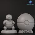 11.jpg Squirtle & Pokeball Display Stand 3D Print Model STL - Conjunto detalhado de várias peças
