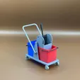 il_fullxfull.6295460100_jmkh.webp Juego de carros de limpieza en miniatura 3D STL - Escala 1:12 Doble cubo, señal de suelo mojado y cono para impresión 3D, archivo digital, licencia comercial