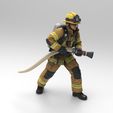 fire1.jpg Firefighter with Hose Figure - Fire Rescue Worker Using Water Hose