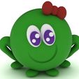 1.jpg Cute Green Character with Bow 3D Model