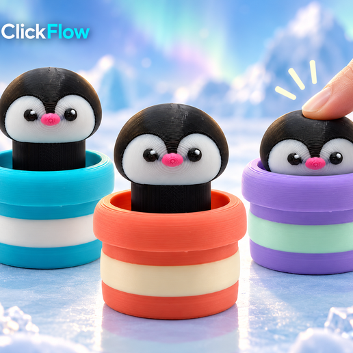 Penguin in a Pot Clicker – Cute Fidget Toy 3D model