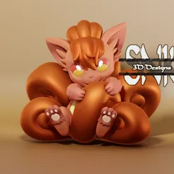 vulpix-01.png STL file Vulpix cute fan art pokemon・Template to download and 3D print