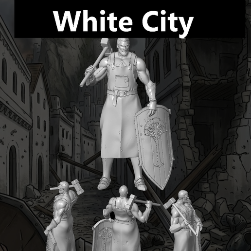 Veterans of the White City - The Armorer / Blacksmith Mini (28mm) 3D model