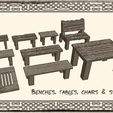 benches02.jpg Tables, benches and chairs for Dungeons & Dragons or Warhammer 40k tabletop Miniatures