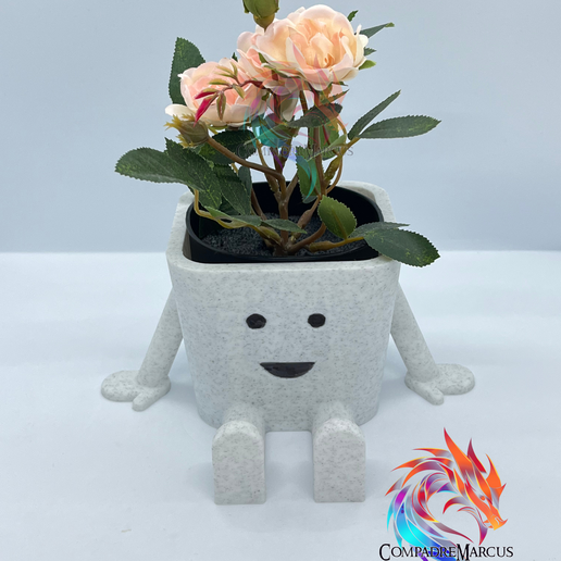 8.png Smiling flower pot / 3mf pot handle included