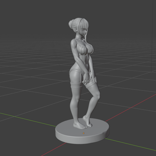 Elegant Girl in a Black Bodysuit with Garter Belts | Wife Figurine STL photo 2