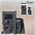 2.jpg Modern flat-roofed desert building with side stairs and door curtain (13) - Canyon Sandy Landscape 28mm 15mm RPG DND Nomad Desertland African Middle East