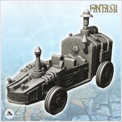 1-PREM.jpg STL file Steampunk car with chimney and large engine in the back (4) - Future Sci-Fi SF Post apocalyptic Tabletop Scifi Wargaming Planetary exploration RPG Terrain・3D printing model to download