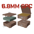 COL_13_68mmspc_100a.png AMMO BOX 6.8 REM SPC AMMUNITION STORAGE 6.8spc CRATE ORGANIZER