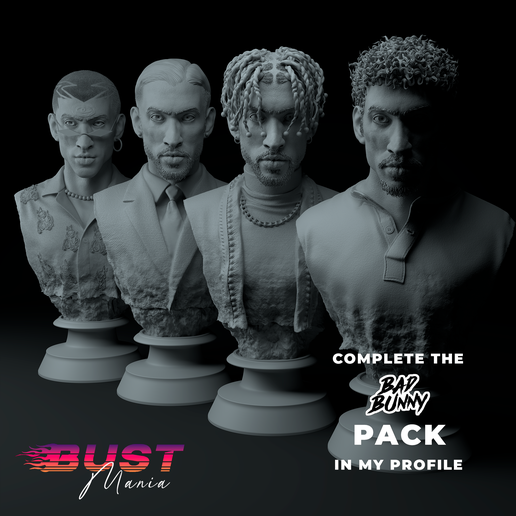 BadBunnyDioramaComplete.png Busto 3D Premium STL do Bad Bunny Third Eye Edition