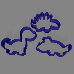 dinos.png STL-Datei Dinosaurs dino cookie cutter x3 kostenlos herunterladen • 3D-druckbares Modell, ledblue
