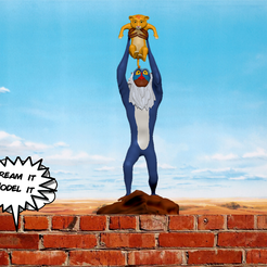 rafiki_simba.png Archivo STL gratis Rafiki & Simba[Rey León]・Modelo imprimible en 3D para descargar