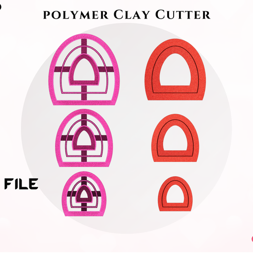 POLYMER CLAY CUTTER *3 size/Arch 2 Lines/EULITEC.COM 3D model