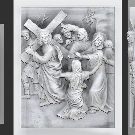 4-IV-STAZIONE-Gesù-incontra-la-sua-Madre-75-60-9mm.jpg Way Of The Cross-14 Stations of  Cross  Via Dolorosa Via Crucis