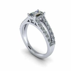 1.jpg STL file Emerald Engagement Ring E12・Design to download and 3D print