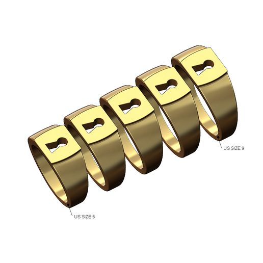 Square keyhole engraving signet ring US sizes 5to9 3D print model 3D model