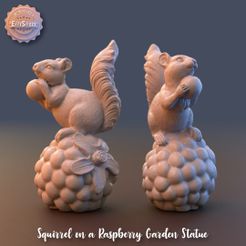 s1.jpg Fichier 3D Statue de jardin écureuil sur framboise・Objet imprimable en 3D à télécharger